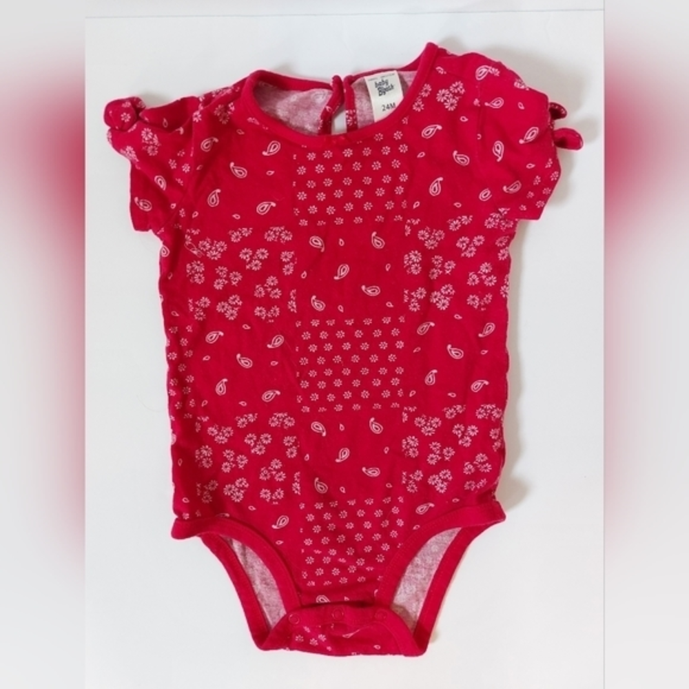 Patriotic red handkerchief print Onesie With Knotted Sleeves Size 24 Months Osh‎
